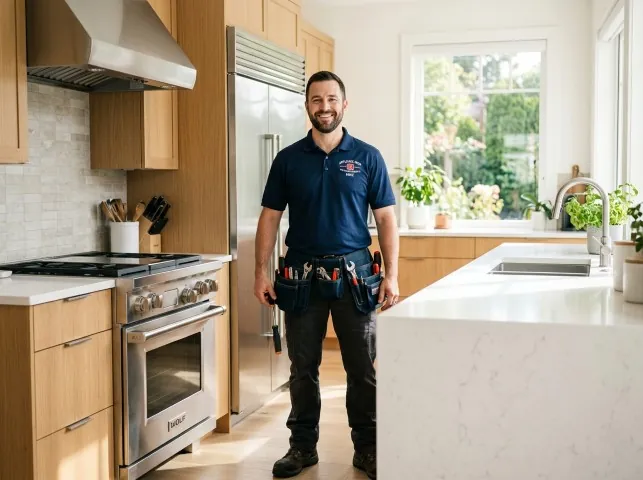 Appliance Repair Hero technician in a Bucyrus, OH kitchen after an appliance repair
